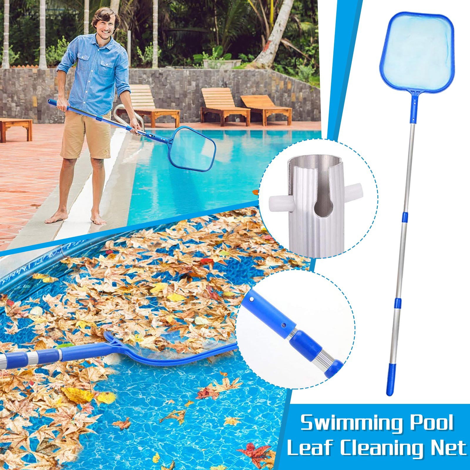 Swimming Pool Spa Hot Tub Cleaner Leaf Skimmer Rake Mesh Cleaning Net Tool 