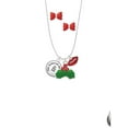 thumbnail image 2 of Delight Jewelry Silvertone Domed She Believed She Could So She Did Christmas Kiss Charm Necklace and Stud Earrings, 2 of 4