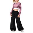 thumbnail image 7 of OJSFQUFP Girls 3‑Piece Dance Outfit Long Sleeve Crop Top Tank Top & Cargo Wide Leg Pants Set for Hop Jazz Dance, 7 of 7