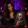 thumbnail image 4 of Animated Walking Skull Head with Light-Up Red Eyes Creepy Moving Halloween Prop with Long Grey Hair Horror Music Motorized Resin Decoration for Party Yard Indoor Outdoor Spooky Decor Gift, 4 of 7