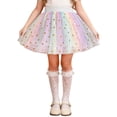 thumbnail image 2 of Avrnliq Girls White Rainbow Gold Heart Sequin Tutu Skirt, Fluffy Twirl-Ready A-Line Tulle Skirt for Kids Girls 2-8Y, Machine Washable Party Dance Skirt,Size 7 T, 2 of 9