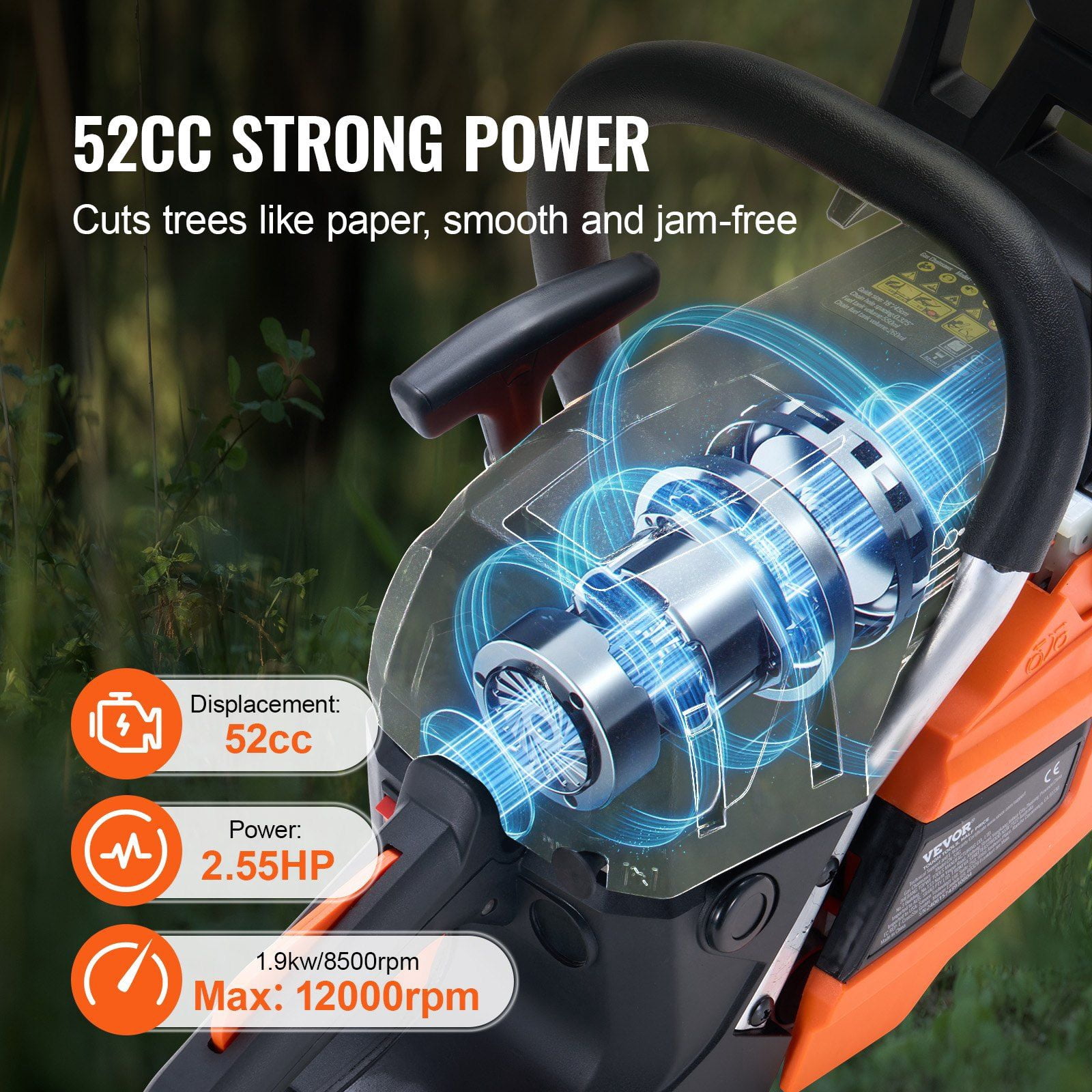 52CC 18" Gasoline Chainsaw Gas Powered Wood Cutting Engine Gas Chain Saw