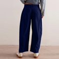thumbnail image 4 of GXIPO Womens Mid Rise Cord Barrel Jeans Casual Baggy Wide Leg Corduroy Cropped Ankle Pants with Pockets Dark Blue L, 4 of 7