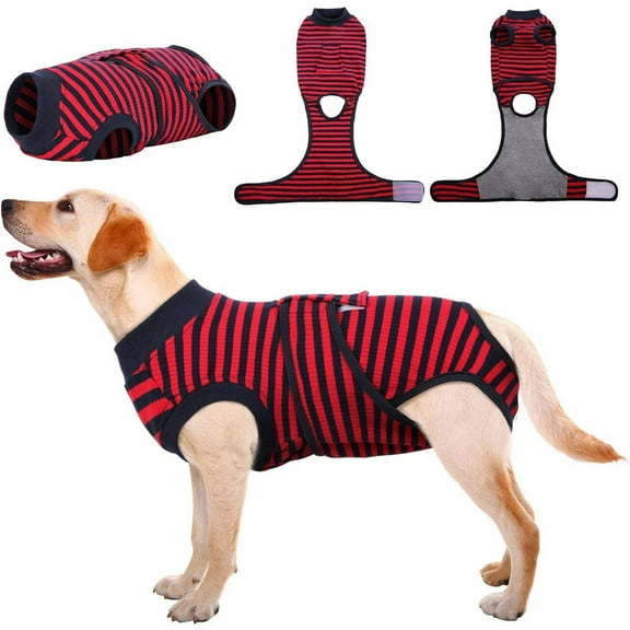 Kuoser Dog Surgical Recovery Suit Dogs Cat Onesie after Surgery,Red,L