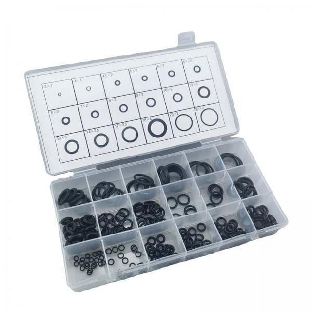 Juntas tóricas,Juntas tóricas de gel Juego de anillos de goma Arandela aplastante,Juego de surtido de juntas tóricas duraderas 18 tamaños 225 piezas,Junta de arandela de sellado Junta