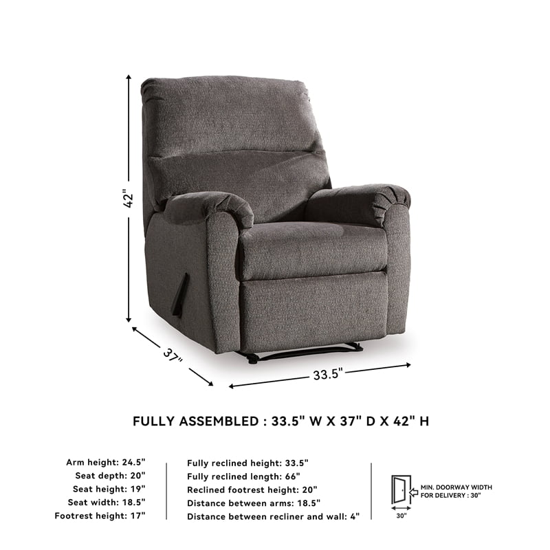 Signature Design by Ashley Nerviano Zero Wall Recliner in Gray