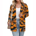 thumbnail image 3 of WTOBBY Women's Halloween Printed Cardigan Sweater Lightweight Open Front Long Sleeve Casual Loose Thin Cover Up With Pockets Fall Fashion Top,Gold L, 3 of 4