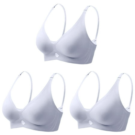 s Women Bras Plus Size Front Hook Padded Full Cup Bra Woman s Bras without Underwire with Padding No Wire Bra Seamless Bustier Bralette ceangrtro Light Blue (3Packs) Light Blue (3Packs)