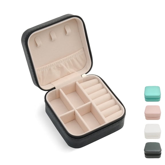 Mini Jewelry Travel Case, Small Travel Jewelry Organizer PU Leather, Portable Display Storage Box for Rings, Earrings, Necklaces