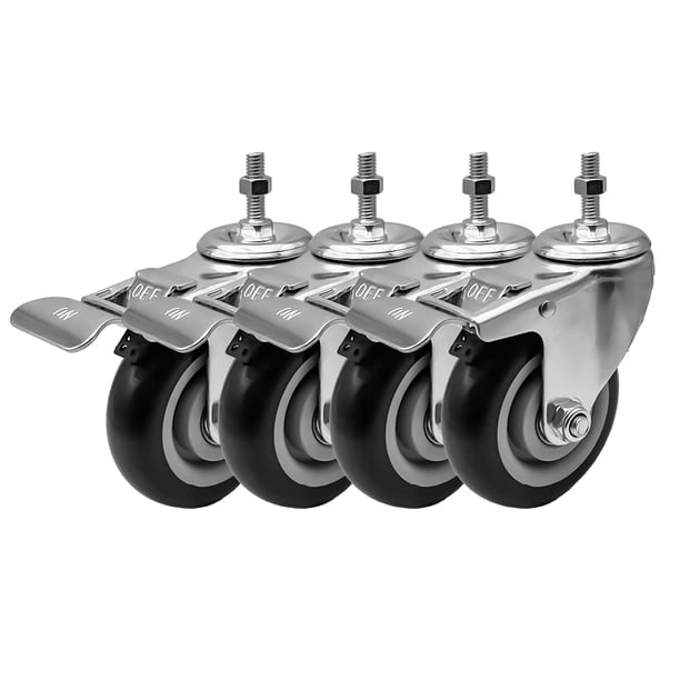 Rueda giratoria FactorDuty de 4 pulgadas negra con freno de 300 kg de capacidad