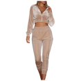 thumbnail image 2 of Itsame Tops and Pants Activewear Set Womens Sweatsuits 2pcs Sets Long Sleeved Solid Color Women Athletic Outfit Sets Beige Size M, 2 of 9