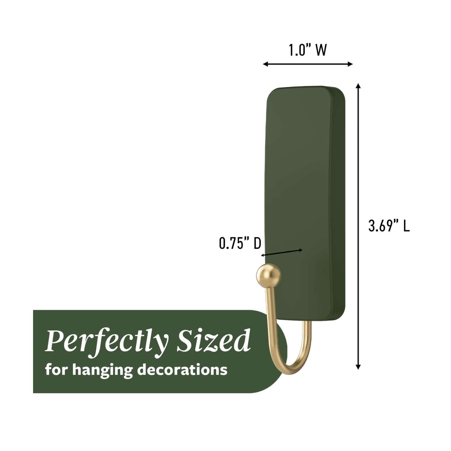 Command Medium Hooks, Rosemary, Holds 3 lbs, 4 Hooks, 6 Adhesive Strips