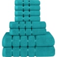 thumbnail image 4 of Utopia Towels 8 Piece Luxury Towel Set, 2 Bath, 2 Hand, and 4 Wash Cloths, 600 GSM Ring Spun Cotton, Highly Absorbent Viscose Stripe Towels, Ideal for Everyday use, Turquoise, 4 of 7