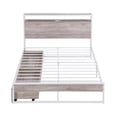 thumbnail image 5 of Full Size Platform Bed Frame with 2 Drawers, Sockets and USB ports, Metal Metal and Wood Bed Frame with Headboard and Footboard, Noise-Free, No Box Spring Needed, White, 5 of 7