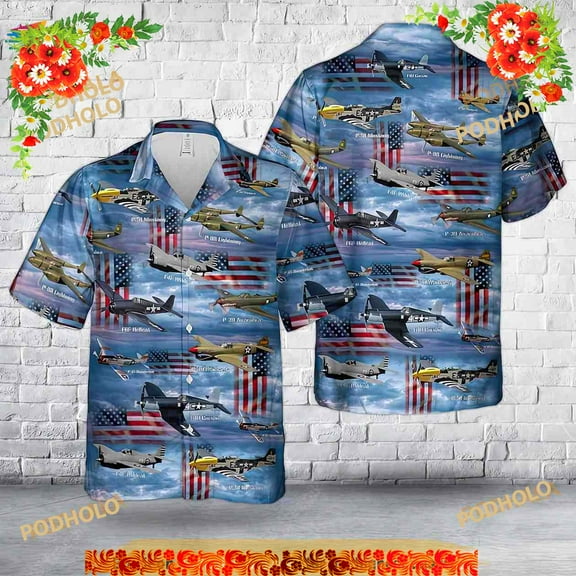 World War Ii American Fighters Hawaiian Shirt, 3D Veteran Aloha Shirt