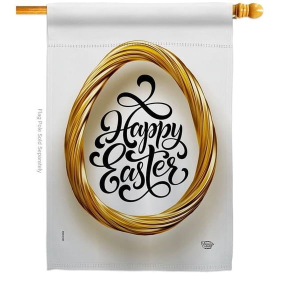 Ornament Collection H192498-BO Golden Easter Egg Springtime Double-Sided Garden Decorative House Flag, Multi Color