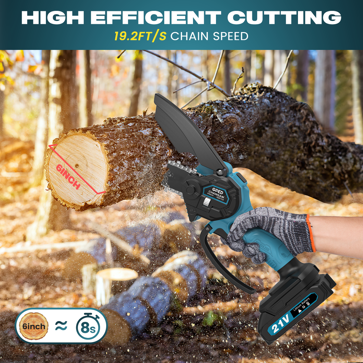 6-Inch Cordless Mini Chainsaw – 18V Electric Handheld Saw With 2 Batteries (Fits Makita)