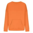 thumbnail image 3 of Fimkaul Women's Hoodies Sweatshirts Solid Round Neck Oversized Sweatshirt Loose Fit Long Sleeve Light Sweatshirt Loose Blouse Casual Sweaters Womens Tops Orange XL, 3 of 4