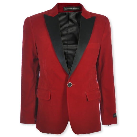 Kids World Boys' Velvet Blazer Color: red Size: 4