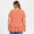 thumbnail image 3 of DARING DIVA Women's Plus Babydoll Tops V Neck Casual Loose Fit Blouses 1X Orange, 3 of 6