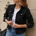 thumbnail image 3 of Chaquetas vaqueras cortas para mujer, abrigos de manga larga con botonadura única y cuello vuelto, otoño, 3 of 3