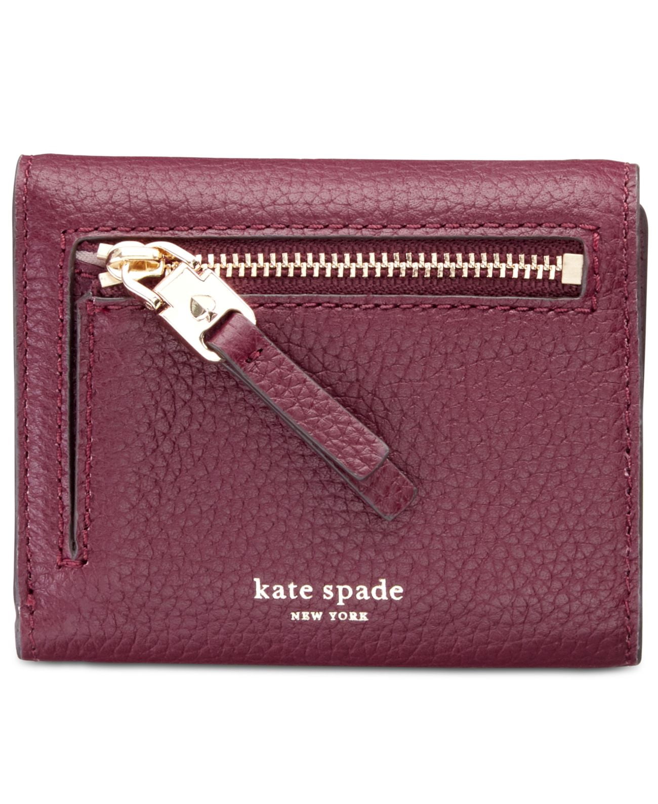 Kate Spade New York Polly Trifold Leather Wallet Handbag Cherrywood