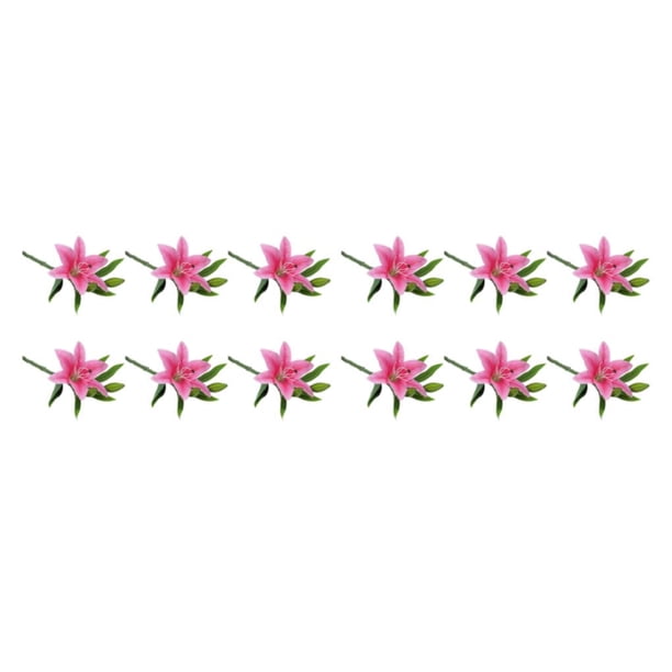 Inteprter 6 piezas de PVC Artificial Lilys flor simulación vivo portátil decorativo falso planta flores ornamento rosa oscuro Rosa oscuro 2piezas