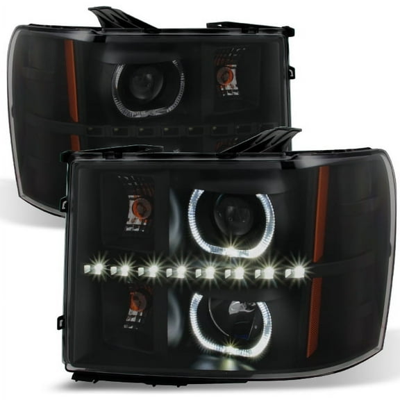 AKKON - For GMC Sierra Pickup Black Smoke Exclusive Projector Ultra Bright SMD DRL LED Headlights Lamp