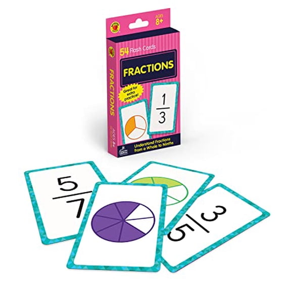 Pre-Owned Brighter Child Fractions Flash Cards Grade 3-5 (54 cards)