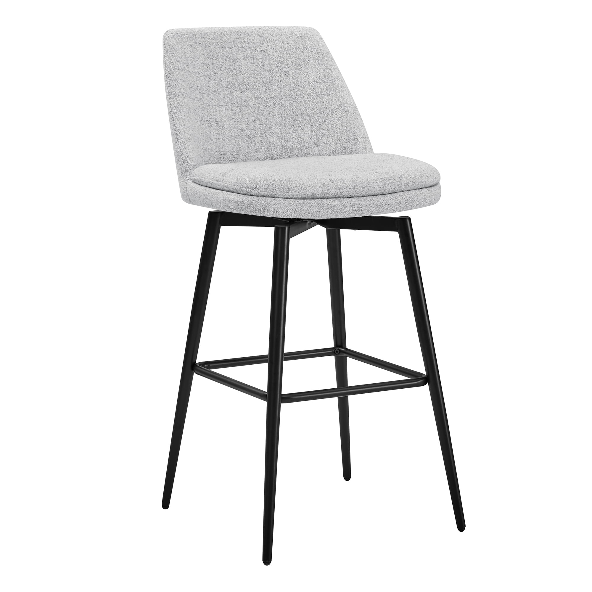 CHITA 30 inch Counter Height Swivel Bar Stools Low Back Set of 3, Metal Base, Fabric in Cloud