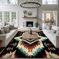 thumbnail image 3 of 5'x7' Area Rugs, Boho Brown Teal Red Indoor Outdoor Area Rug for Living Room Bedroom, Southwestern Geometric Abstract Vintage Washable Bathroom Rugs Kitchen Floor Carpet Mats Home Decor Aesthetic, 3 of 8