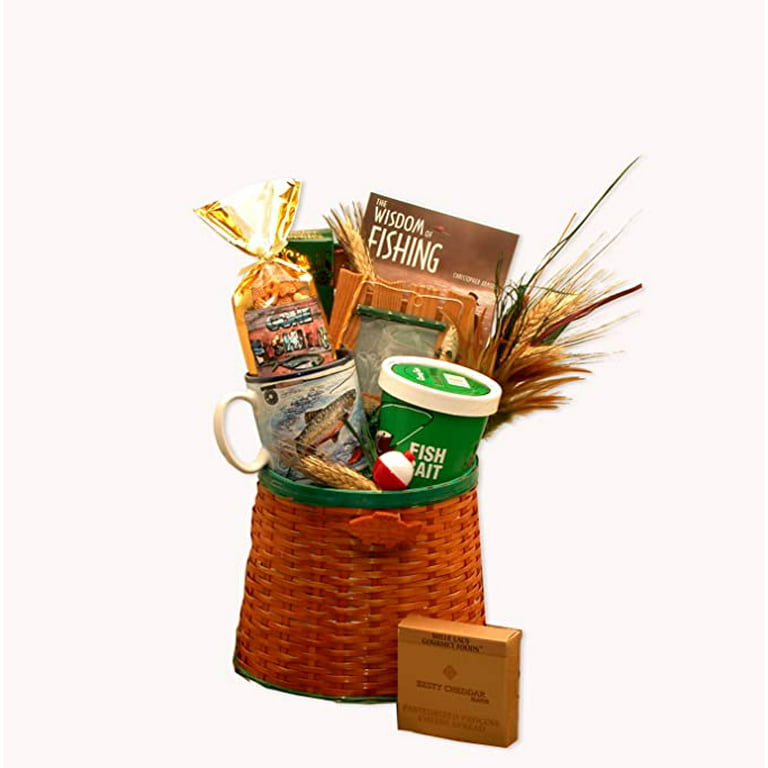 Fun Gift for Dad - Deluxe Fishing Creel Gift Basket