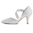 thumbnail image 4 of Pennysue Women's Silver Strappy Short Heels With Pointed Toes Size 9, 4 of 7