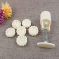 thumbnail image 2 of ZHAOCHENG juego de moldes para pasteles de luna 3D, moldes para pasteles de luna de postres prensados a mano con flores 3D y sellos para accesorios de repostería DIY (blanco), 2 of 5