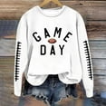 thumbnail image 2 of Women Football Sweatshirt Cute Funny Game Day Graphic Long Sleeve Crew Neck Tops 2025 Fall Trendy Relaxed Fit Blouses Z002-White M, 2 of 5
