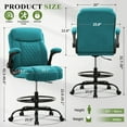 thumbnail image 3 of JONPONY Tall Office Chair for Standing Desk, Ergonomic High Office Chair with Adjustable Foot Ring, Flip-Up Armrests, Lumbar Support for Home office ,Blue, 3 of 12