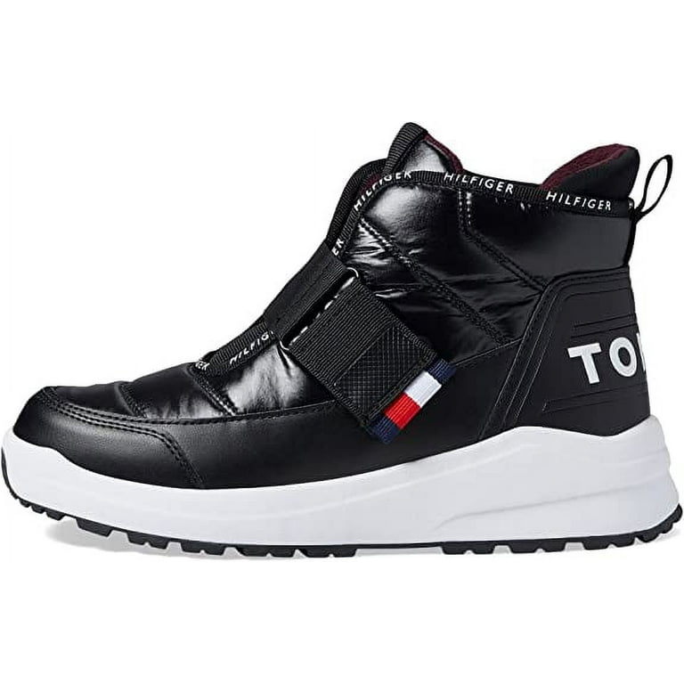 Tommy Hilfiger Olly Black Hook and Loop Rounded Toe Cozy Fashion Sneakers  (Black, 7.5)