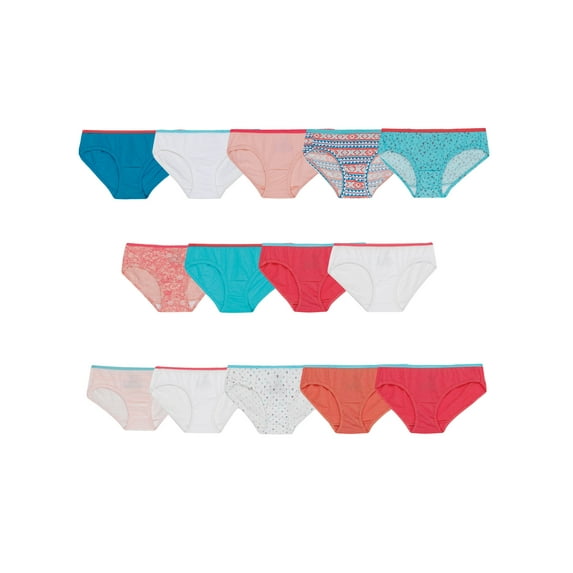 Hanes Girls Underwear, 14 Pack Hipster Tagless Super Soft Cotton Panties, Sizes 4-16