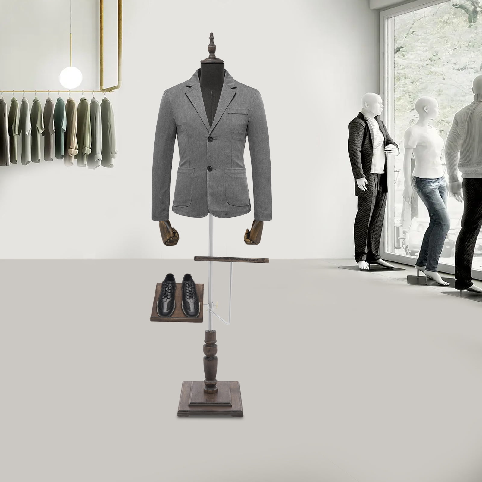 Adjustable Height Male Dress Form 4.4-5.9ft Full Body Mannequin Professional Tailor Display Form for Clothing Stores