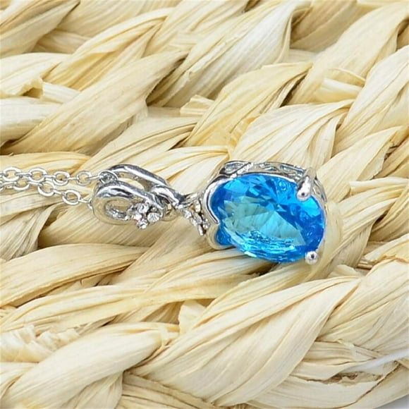 SIfdSeng Water Drop Aquamarine Diamond Pendant Necklace Pendant Necklace