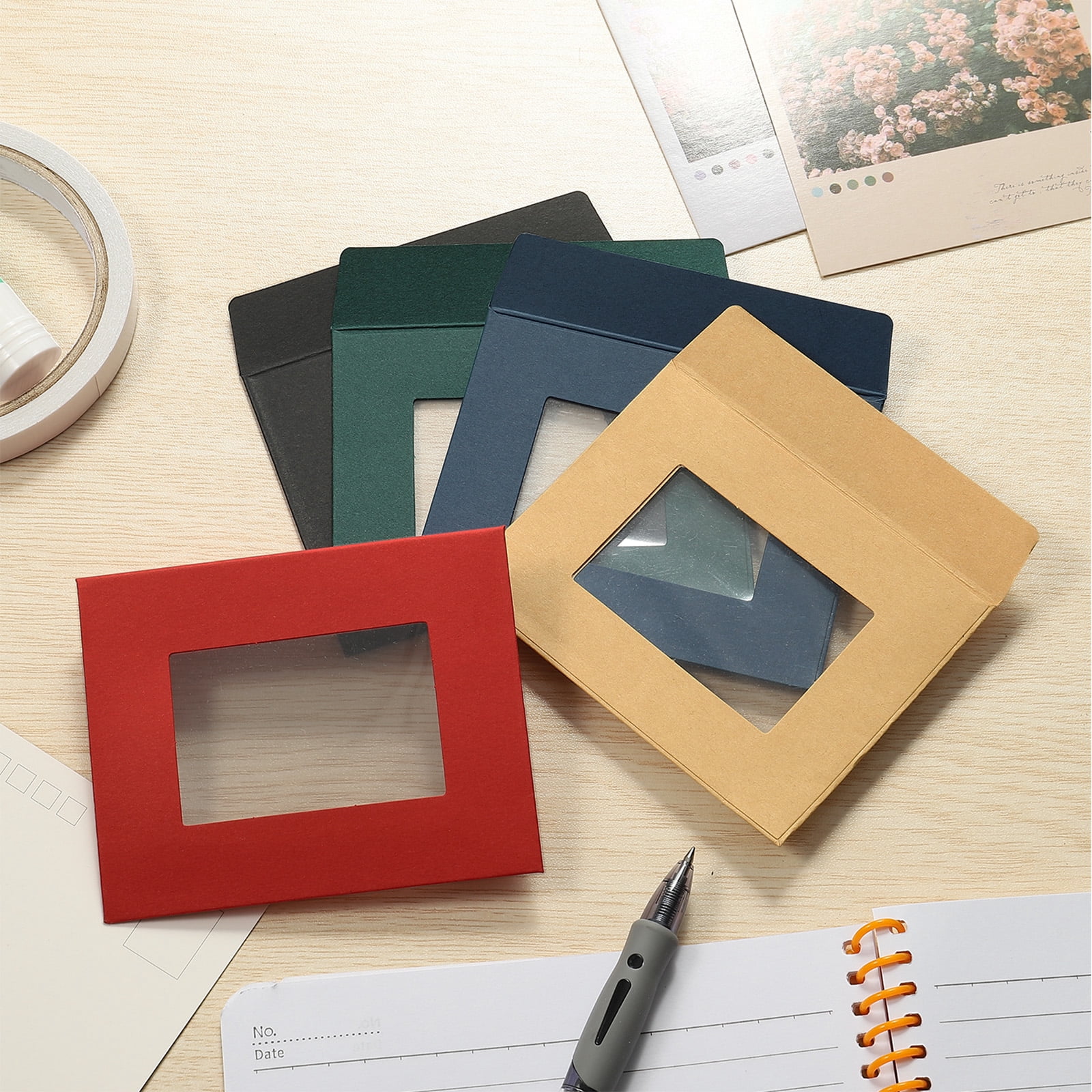 Unique Bargains Clear Double Sided Mailing Photos Full Face Window Envelopes Blue