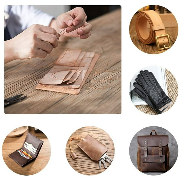 Kit de poinçon en cuir 4 en 1 poinçon en ébène poignée poinçon pour tissu  de cuir bricolage artisanat à la main réparation de couture : :  Cuisine et Maison