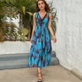 thumbnail image 3 of Beautiful Blue Different Butterflys Womens Night Club Maxi Dress V Neck Sleeveless Bohemia Long Dresses, 3 of 9