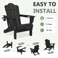 thumbnail image 6 of LOYALICE Folding Adirondack Chair with Dual Cup Holders, All-Weather HDPE Outdoor Patio Chair for Backyard, Poolside, Garden, Fire Pit, Black, 6 of 11