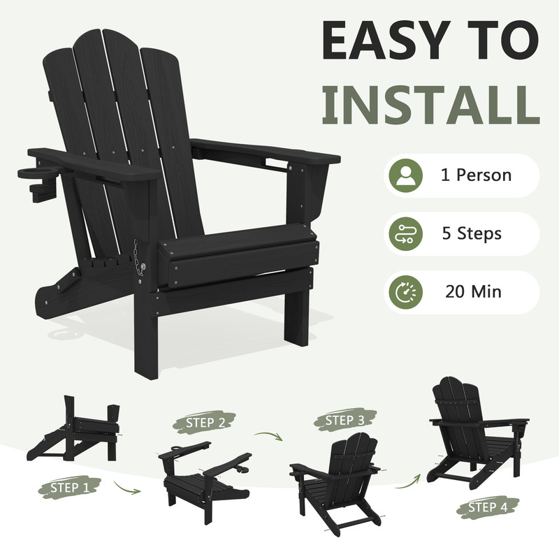 Loyalice Folding Adirondack Chair with Dual Cup Holders photo 2