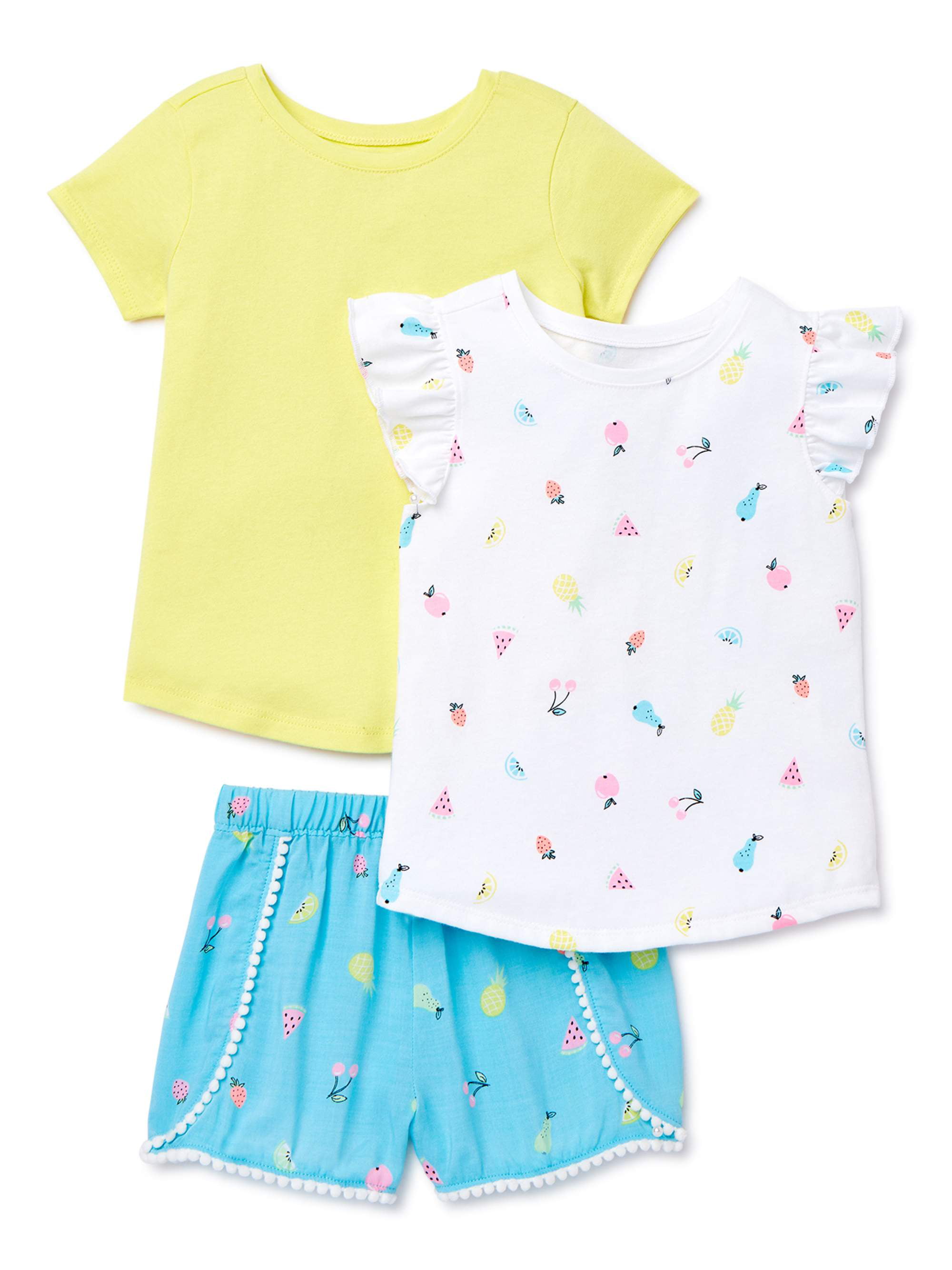 Garanimals Baby and Toddler Girls T-shirt, Flutter Sleeve Top & Shorts ...