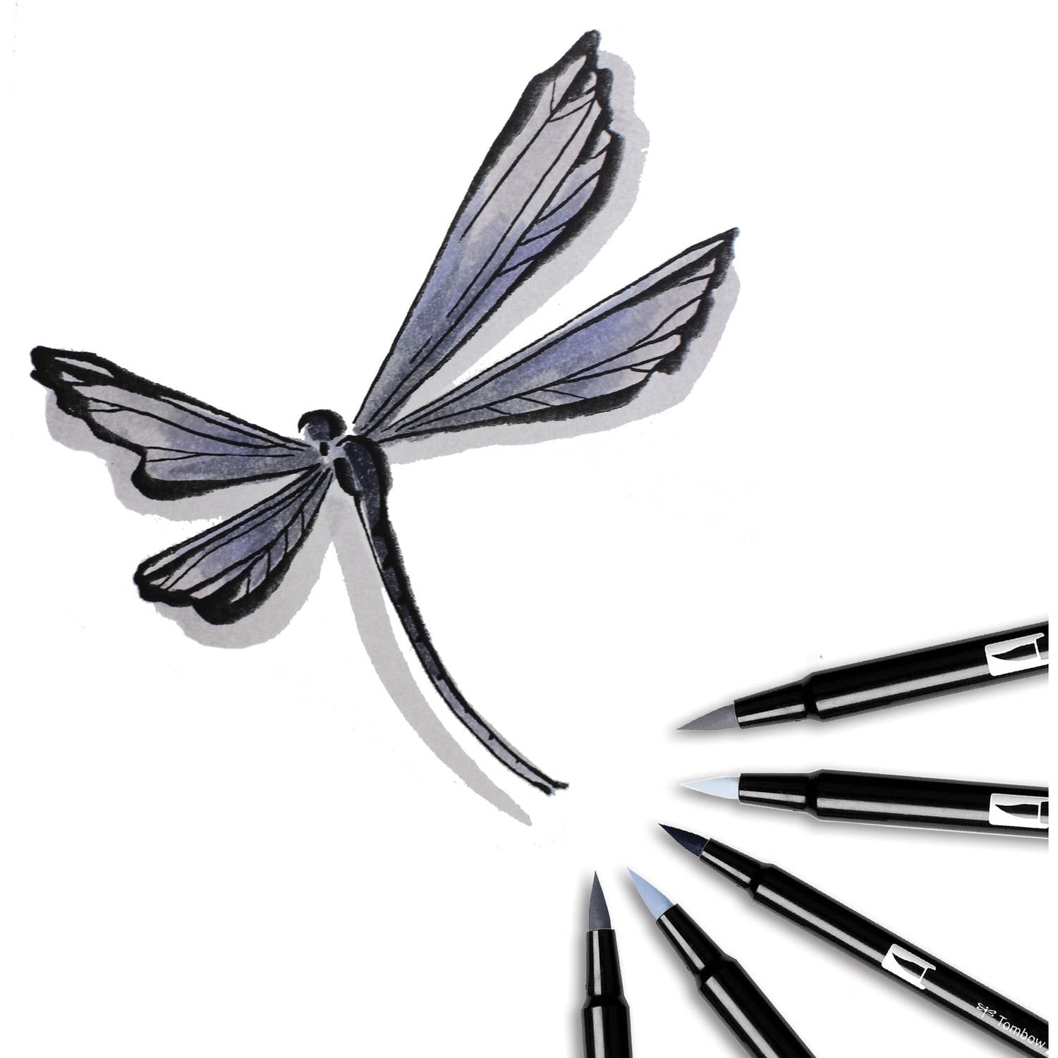Tombow 56171 Dual Brush Pen Art Markers, Grayscale, 10-Pack
