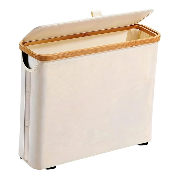 Cesta organizadora de papel higiénico, soporte plegable para papel higiénico. Beige