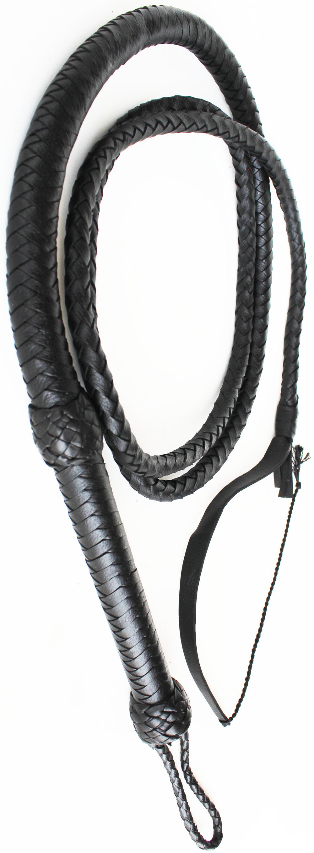 8' Hand Braided Black Leather Flexible Indiana Jones 14 Plait Bull Whip 70005 
