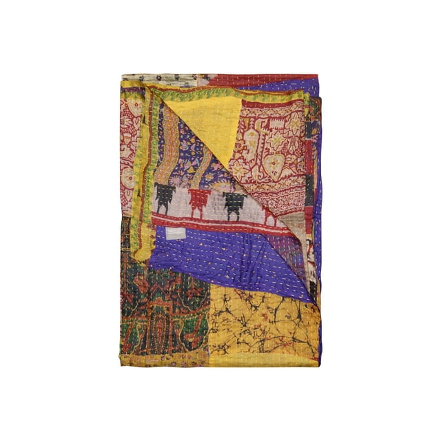 JETÉ EN SOIE RÉTRO KANTHA 50"X70"